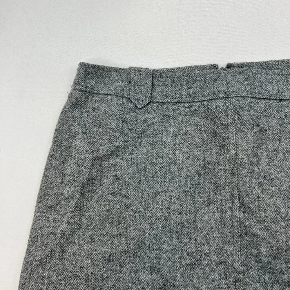 Talbots Womens Wool Blend A-Line Skirt Above Knee Gray Size 16P Zip